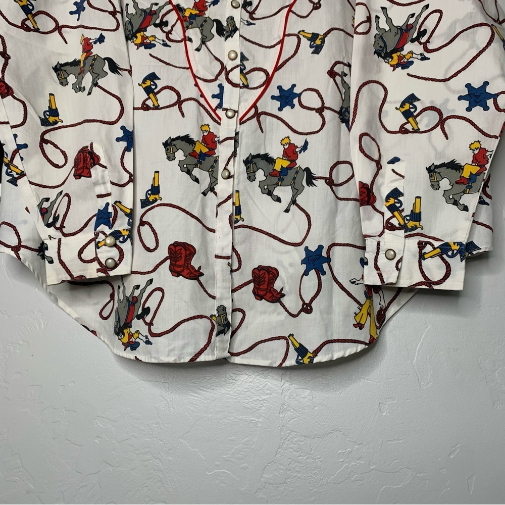 Venezia Cowboy Rodeo Western Button Up Blouse Vintage Style Top Size Large - Picture 9 of 16